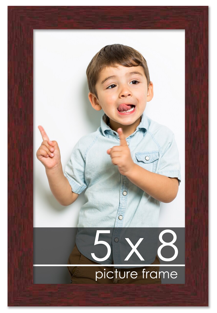 5x8 Solid Wood Picture Frame with UV-Resistant Acrylic & Acid-Free Backing, Available in 6 Finishes: Matte Black, Matte White, Metallic Bronze, Silver, Natural Wood Grain & Mahogany